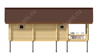 Баня из оцилиндрованного бревна 5×11 (ББ-52), 55 м²