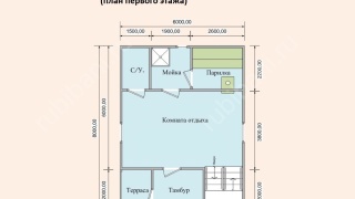 Баня из бруса 6×8 (Б-66), 48 м²