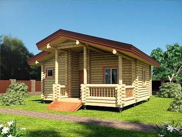 Баня из оцилиндрованного бревна 6×7 (ББ-42), 42 м²