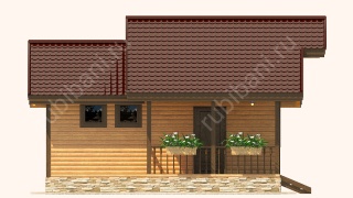 Баня из бруса 6×8 с террасой и чердаком (Б-62), 48 м²