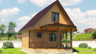Баня из бруса 6×8 с террасой (Б-67), 68 м²