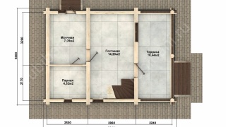 Баня из оцилиндрованного бревна 6×8.2 м (ББ-44), 96 м²
