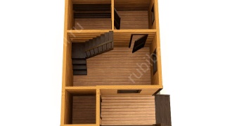 Баня из бруса 6×4 с террасой и мансардой (Б-18), 24 м²