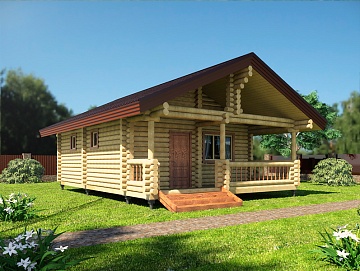 Баня из оцилиндрованного бревна 7×9 м (ББ-45), 63 м²
