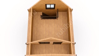 Баня из бруса 6×4 с террасой и балконом (Б-3), 24 м²