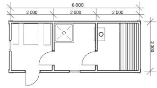 Мобильная баня 2.3×6, 13.8 м²