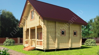 Баня из оцилиндрованного бревна 6×6 м (ББ-47), 27 м²