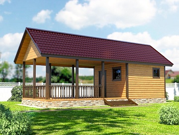 Баня из бруса 4×10 с террасой (Б-38), 40 м²