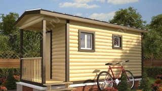 Мобильная баня 2.3×6 с крыльцом, 13.8 м²