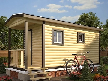 Мобильная баня 2.3×6 с крыльцом, 13.8 м²