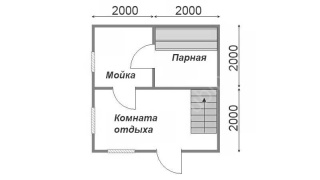 Баня из бруса 4×4 c мансардой (Б-25), 16 м²