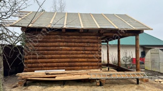 Баня 6×6 м с открытой террасой, 48 м²