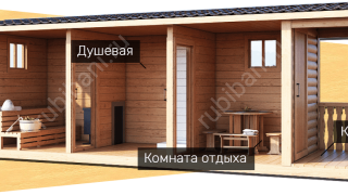 Мобильная баня 2.3×5, 11.5 м²