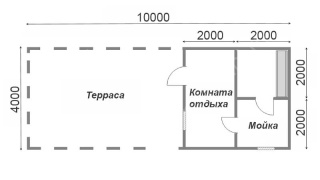 Баня из бруса 4×10 с террасой (Б-38), 40 м²