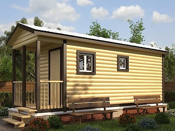 Мобильная баня 2.3×7 с крыльцом, 16.1 м²