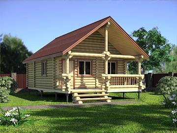 Баня из бревна 5.5×8.5 (ББ-7), 46.75 м²