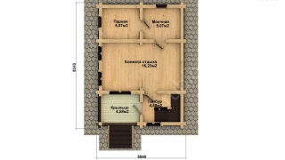 Баня из оцилиндрованного бревна 6×8 (ББ-43), 96 м²