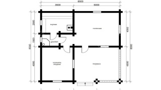 Баня из бревна 8×8.5 (ББ-56), 68 м²