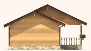 Баня из бруса 6×8 с террасой и чердаком (Б-62), 48 м²