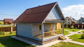 Баня 6×6 с террасой, 48 м²