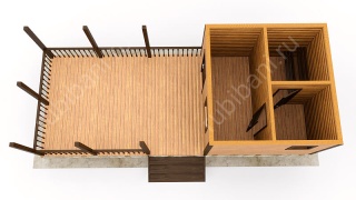 Баня из бруса 4×10 с террасой (Б-38), 40 м²