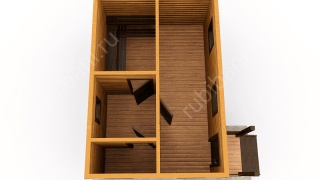 Баня из бруса 6×4 с крыльцом (Б-22), 24 м²