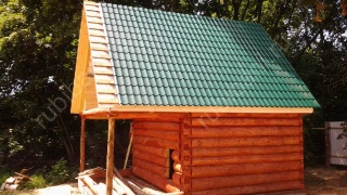 Баня 5×3 с террасой и мансардой, 25 м²