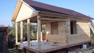 Баня из бруса 6×4 с террасой (Б-5), 24 м²