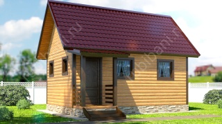 Баня из бруса 6×4 с крыльцом (Б-22), 24 м²