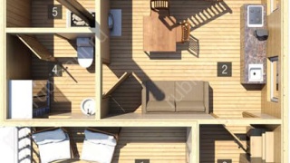 Дом-баня 6×8 с террасой, 48 м²