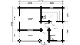 Баня из бревна 5.5×7 (ББ-54), 38.5 м²