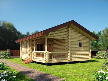Баня из оцилиндрованного бревна 7×8 м (ББ-48), 48 м²