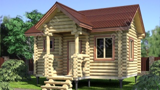 Баня из бревна 4×5.5 (ББ-6), 22 м²