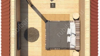 Дом-баня 6×6 с террасой, 36 м²