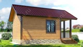 Баня из бруса 6×4 с террасой (Б-5), 24 м²