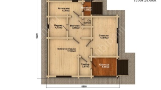 Баня из оцилиндрованного бревна 8.5×9 (ББ-40), 67 м²