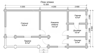 Баня из бревна 5.5×12.2 (ББ-16), 67.1 м²