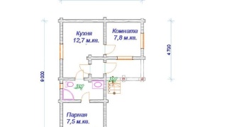 Баня из бревна 6.5×9 (ББ-50), 60 м²