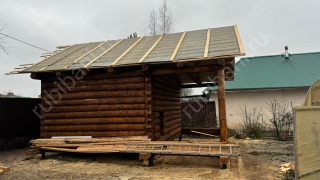 Баня 6×6 м с открытой террасой, 48 м²