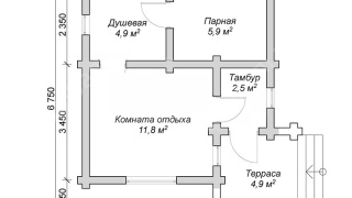 Баня из бревна 6×6 (ББ-14), 36 м²