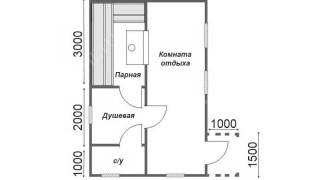 Баня из бруса 6×4 с крыльцом (Б-22), 24 м²