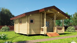 Баня из оцилиндрованного бревна 6×7 (ББ-42), 42 м²